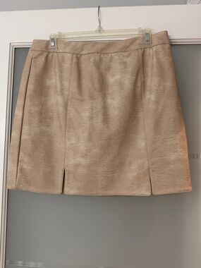 Love Riche Champagne Beige Leather Mini Skirt